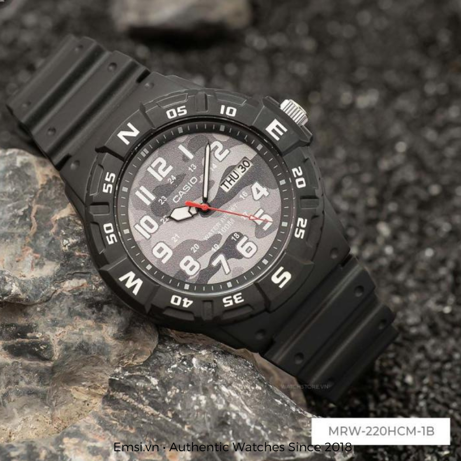 Đồng hồ Casio nam thể thao MRW-220HCM-1B - QUARTZ (PIN) DÂY CAO SU