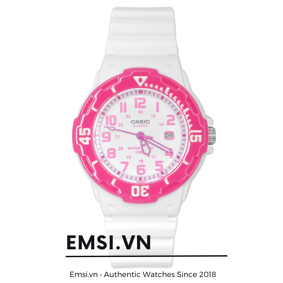 Casio LRW-200H-4BVDF – Nữ – Kính Nhựa – Quartz (Pin) - Dây Nhựa - Viền Hồng Dễ Thương