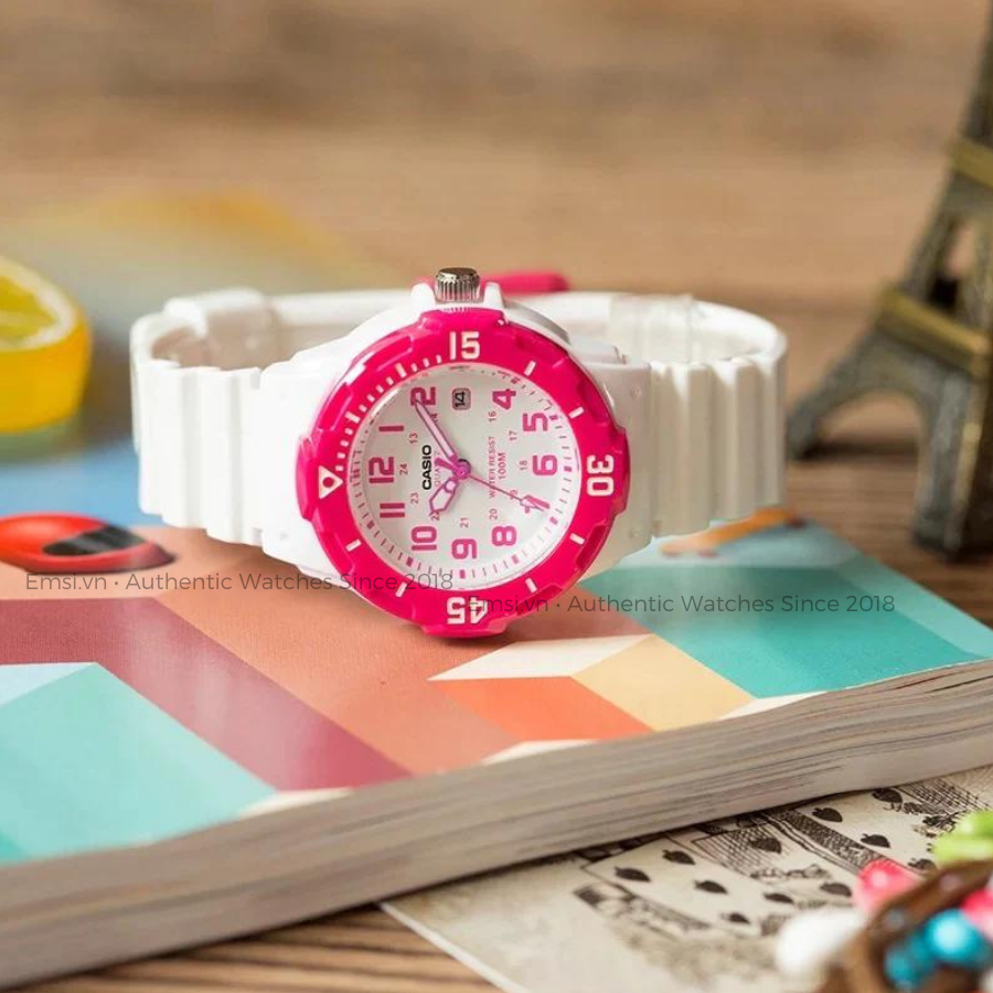 Casio LRW-200H-4BVDF – Nữ – Kính Nhựa – Quartz (Pin) - Dây Nhựa - Viền Hồng Dễ Thương