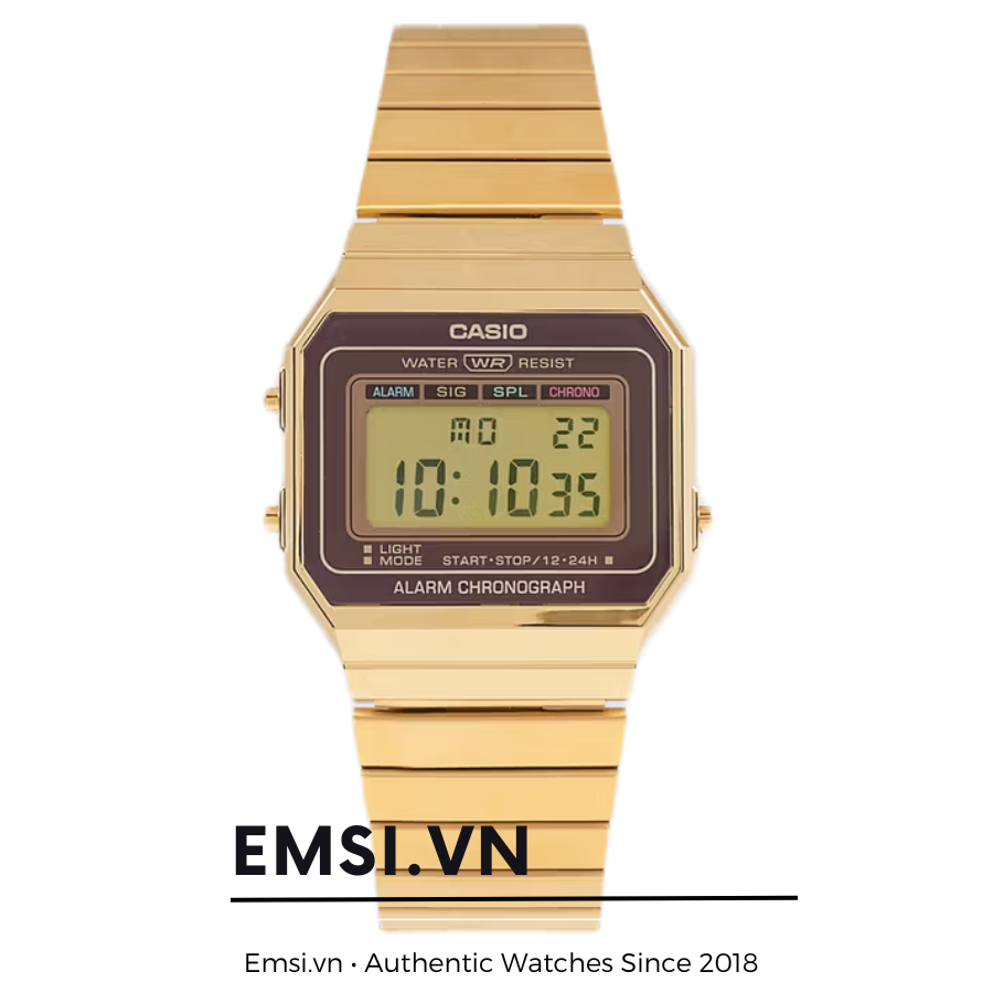 Casio A700WG-9ADF - Đồng Hồ Unisex - Điện Tử - Kính Khoáng - Size Mặt 35.5mm EMSI.VN