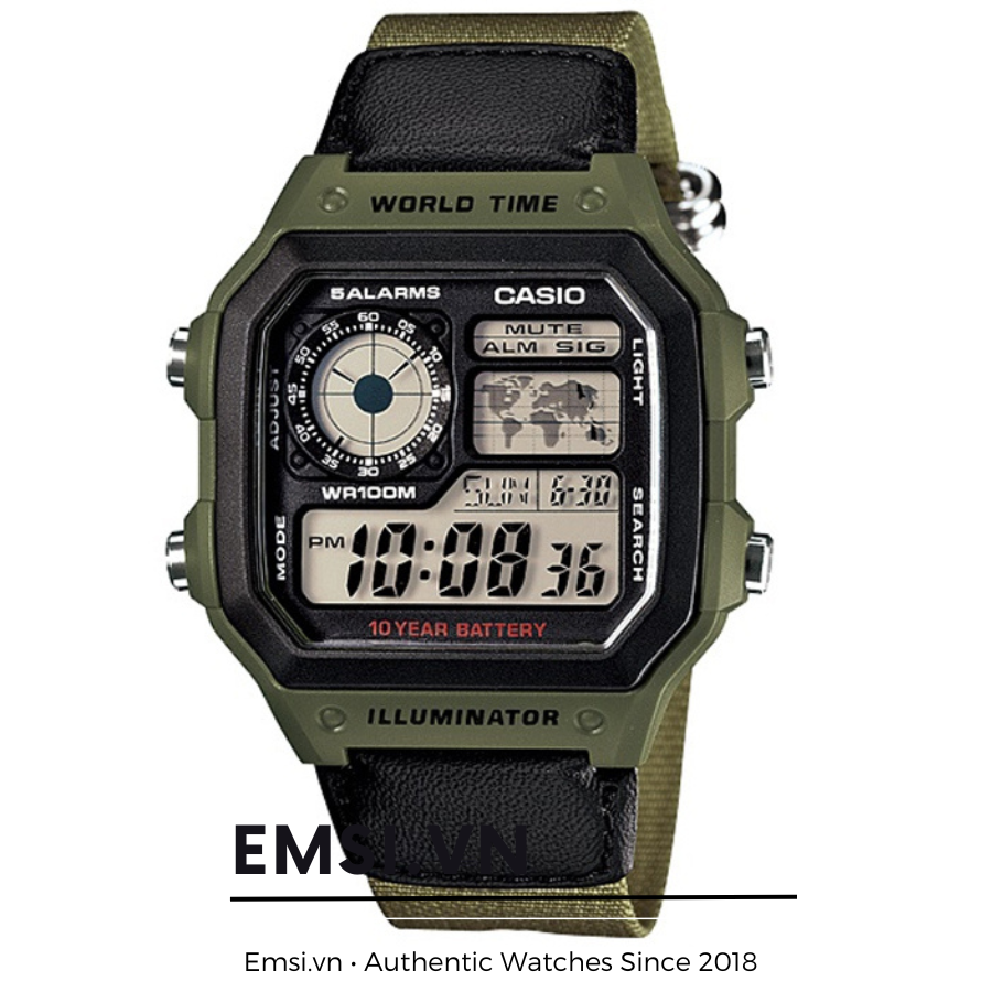 CASIO WORLDTIME AE-1200WHB-3B | PIN 10 NĂM | AE-1200WHB-3BVDF