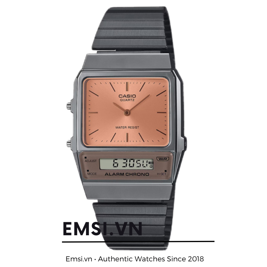 Casio 32mm Unisex AQ-800ECGG-4ADF-  Nostalgic Vintage Stainless Steel Watch