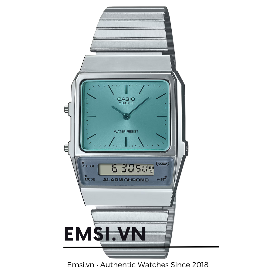 AQ-800EC-2A | Đồng Hồ Casio | Dây Kim Loại | Kim - Số