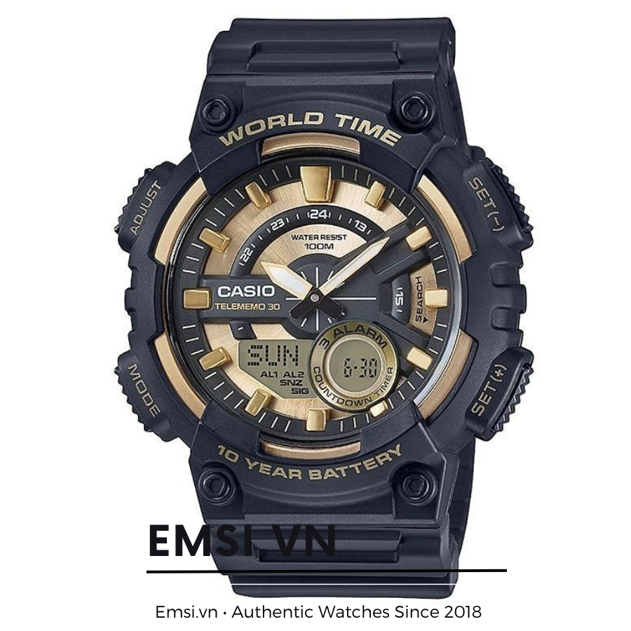 Casio AEQ-110BW-9A - Kính nhựa - Đồng hồ nam - Đồng hồ điện tử - Size mặt 46.6mm EMSI.VN