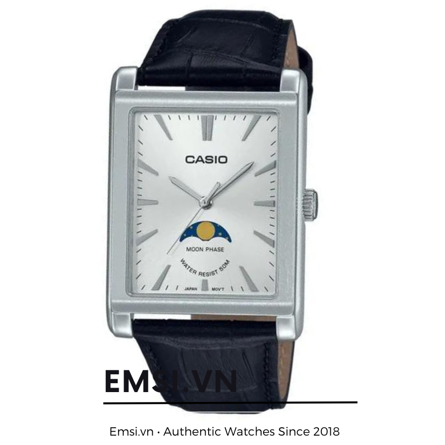 Đồng hồ nam Casio Moonphase MTP-M105L-1AVDF | Dây Da | Chu Kỳ Mặt Trăng