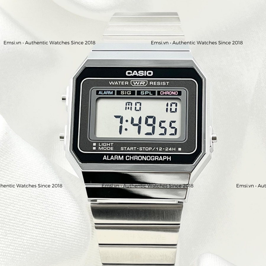 Casio A700W-1ADF - Đồng Hồ Unisex - Điện Tử - Kính Khoáng - Size Mặt 35.5mm EMSI.VN