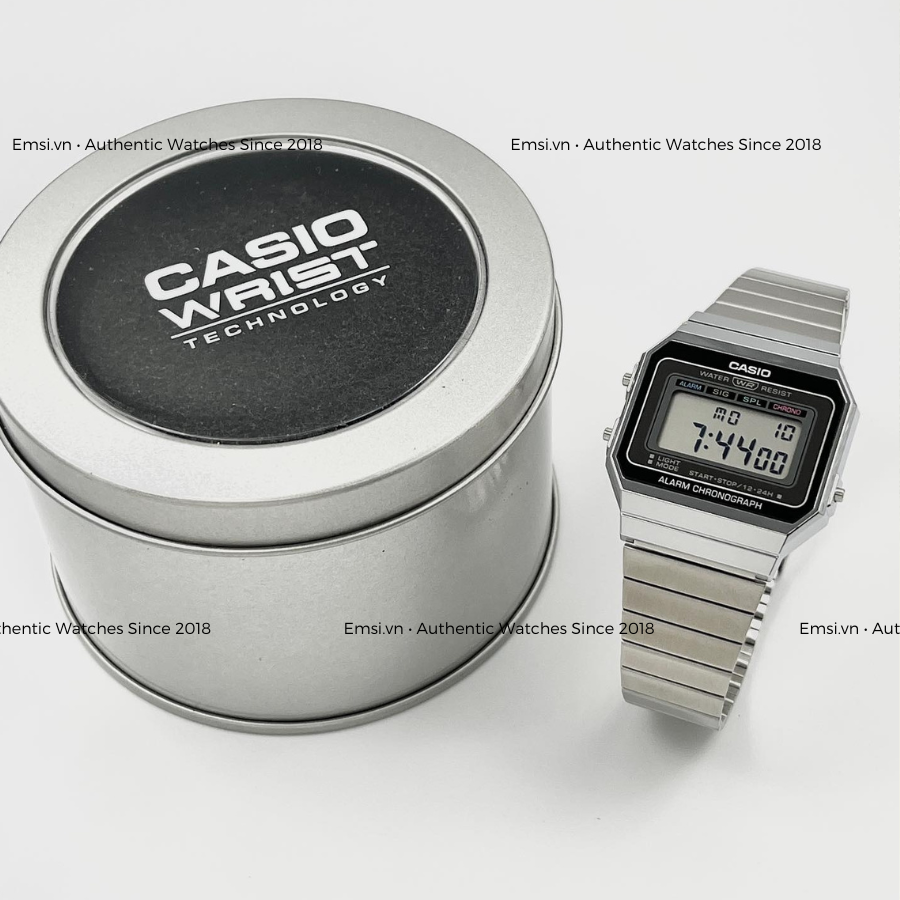 Casio A700W-1ADF - Đồng Hồ Unisex - Điện Tử - Kính Khoáng - Size Mặt 35.5mm EMSI.VN