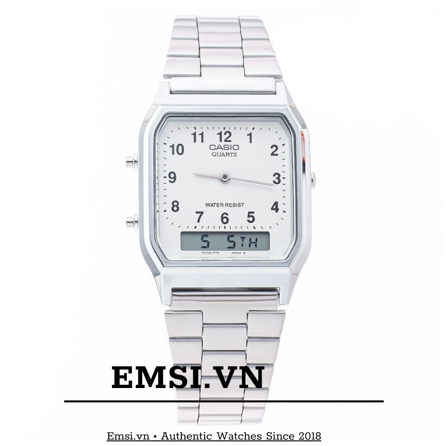 Đồng hồ Unisex Casio Vintage AQ-230A-7BMQ dây kim loại - Emsi.vn