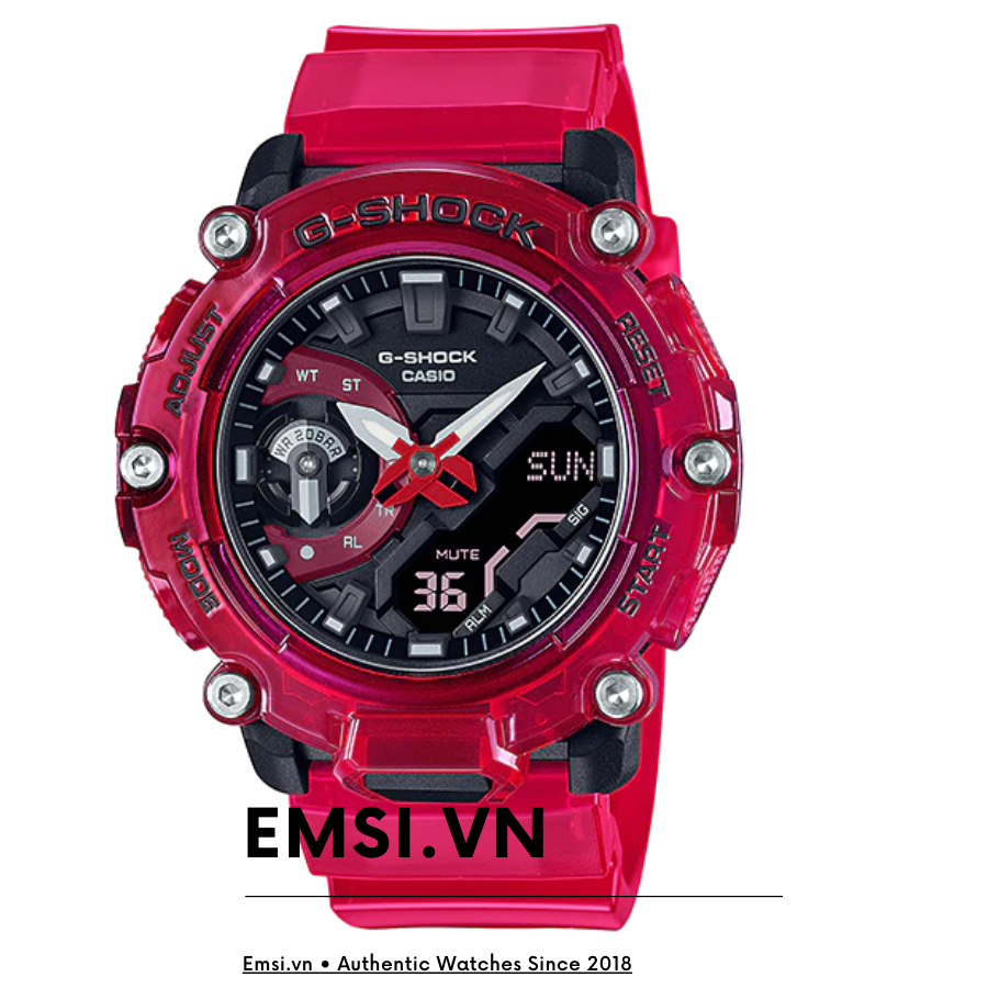GA-2200SKL-4A | Đồng Hồ Casio | G-Shock | Nam | Dây Nhựa Trong | Cấu Trúc Carbon | Wr20Bar - Emsi.vn