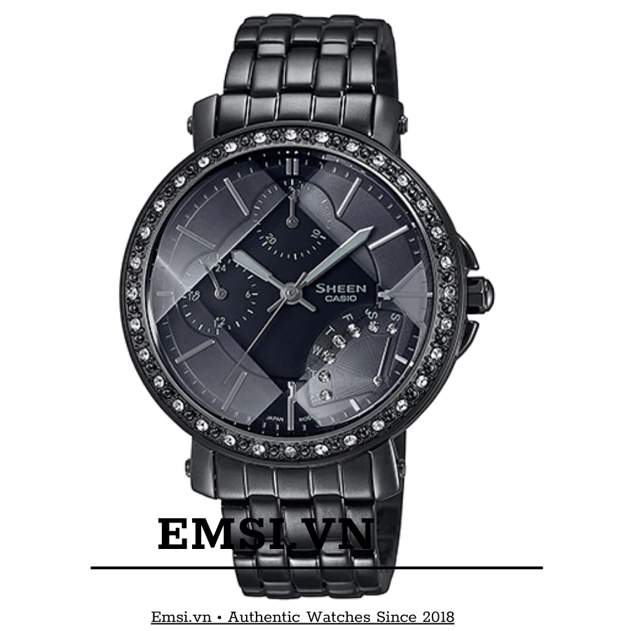 Đồng hồ nữ dây thép Casio Sheen SHN 3011BB 1A CasioStainless Steel - Đường kính mặt 36mm - Emsi.vn