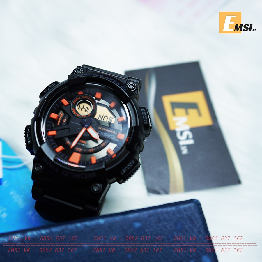 AEQ-110W-1A2VDF – NAM – KÍNH NHỰA – QUARTZ (PIN) – DÂY CAO SU