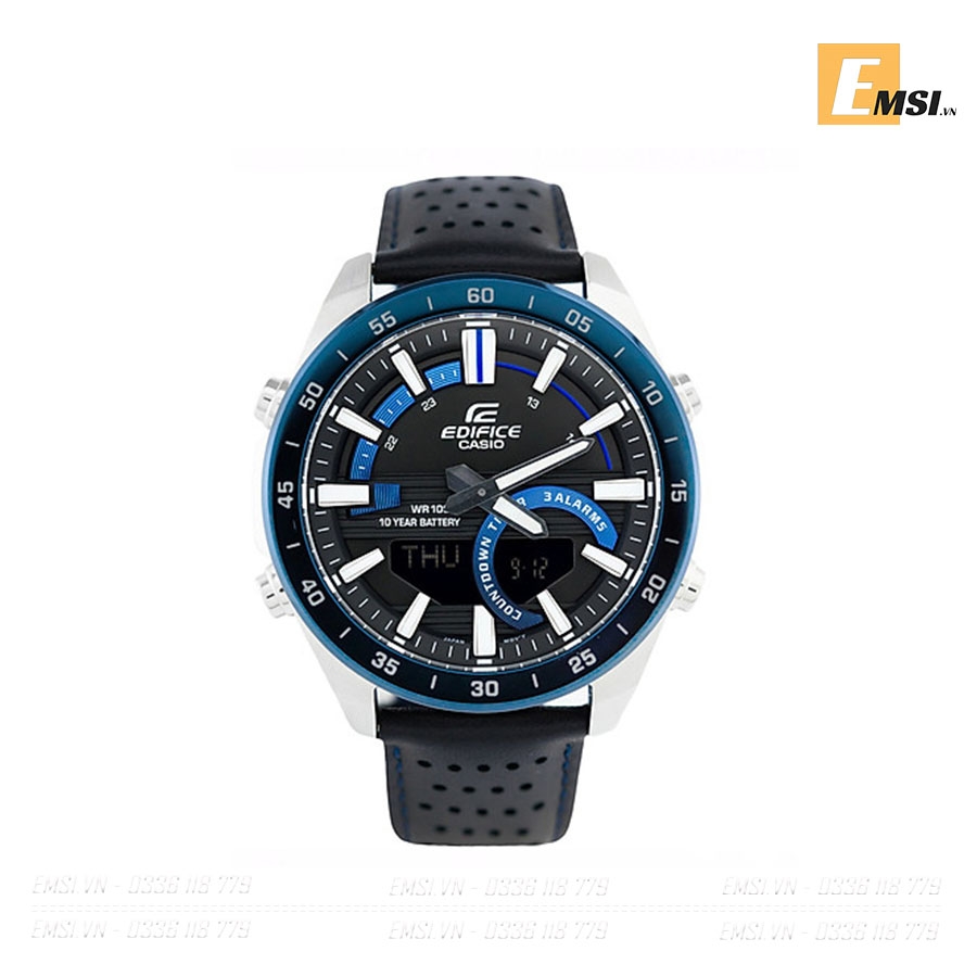Đồng Hồ Nam Casio Edifice ERA-120BL-2AVDF Dây Da Cao Cấp - Viền Mặt Mạ Xanh - Pin 10 Năm