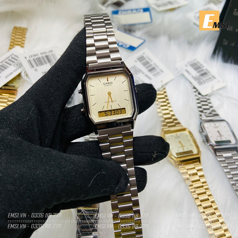 Casio AQ-230GG-9A - Đồng Hồ Unisex - Pin/Quartz - Size Mặt 30mm - Kính Nhựa - Bảo Hành 5 Năm