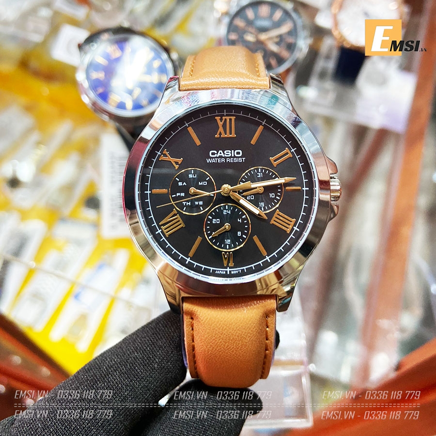 Casio MTP-V300L-1A3 - Đồng Hồ Nam - Pin - Quartz - Size Mặt 41.5mm - Kính Khoáng - Dây Da - Chống Nước 3ATM - Bảo Hành 5 Năm