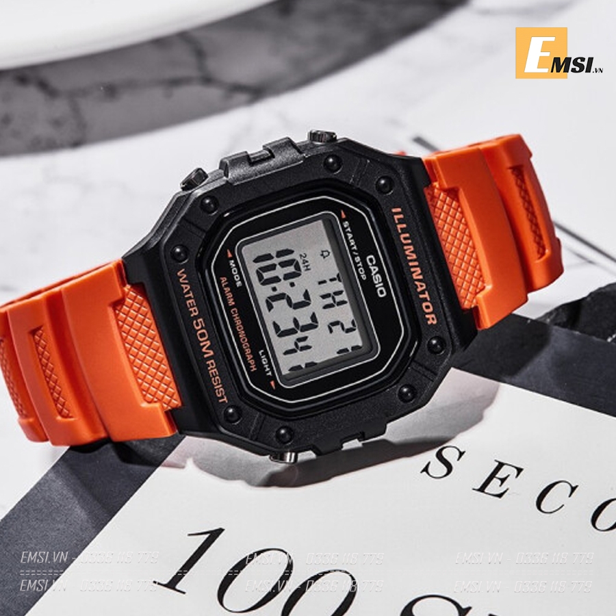 Casio W-218H-4B2VDF - Đồng Hồ Nam - Điện Tử - Kính Nhựa - Size Mặt 43mm - Bảo Hành 5 Năm - Chính Hãng