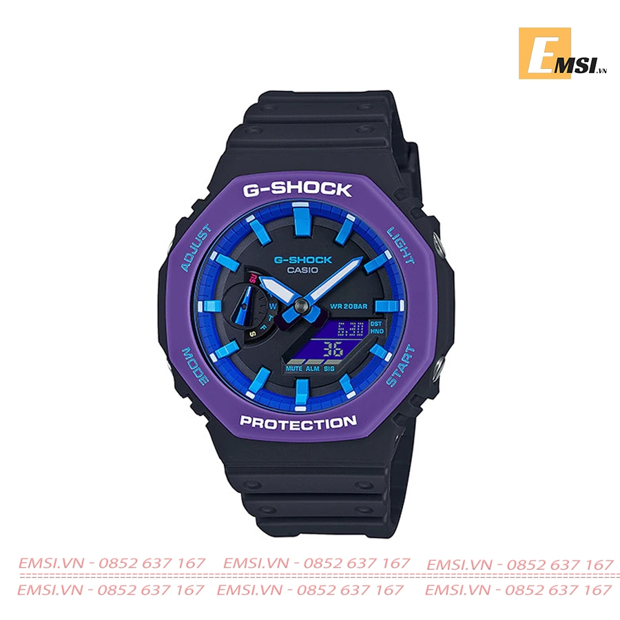 Đồng Hồ Casio G Shock GA-2100THS-1A - Nam - Dây Nhựa Màu Đen - Viền Mặt Màu Tím
