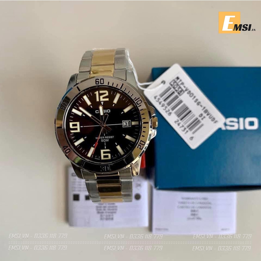 Đồng Hồ Nam Casio MTP-VD01SG-1BVUDF Dây Kim Loại Mạ Vàng - Nền Mặt Màu Đen