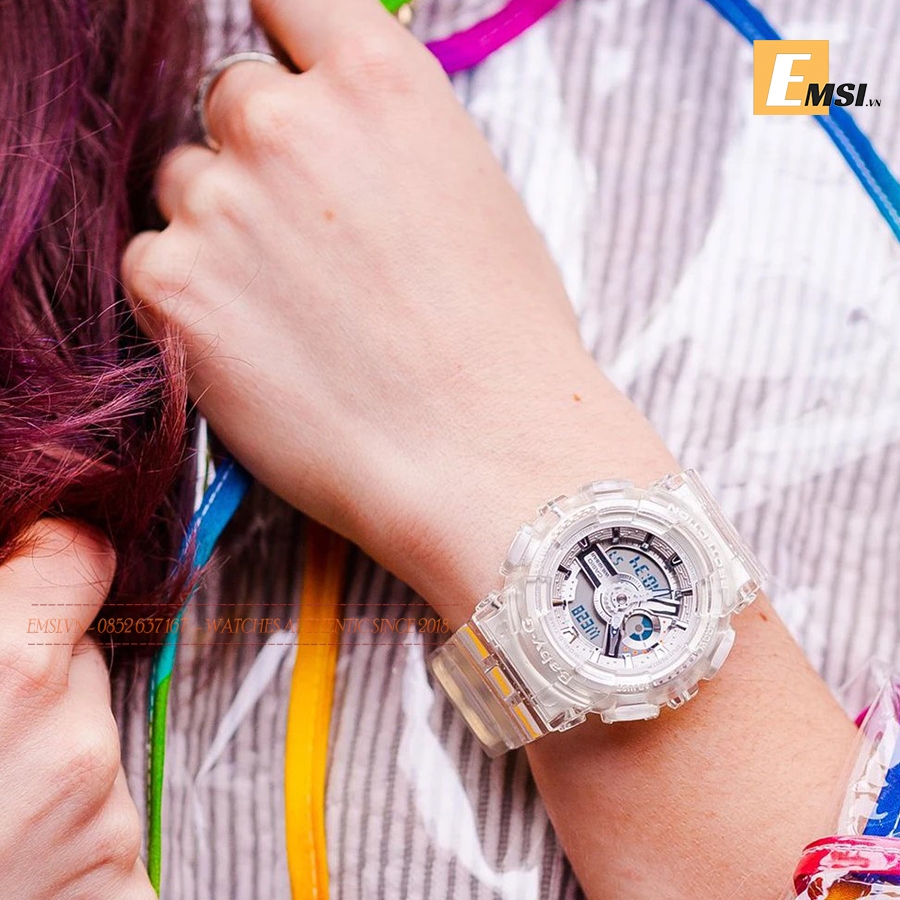 BA-110CR-7ADR | Đồng Hồ Casio | Baby-G | Nữ | Dây Nhựa Màu Trắng | Chống Nước 100m - Emsi.vn