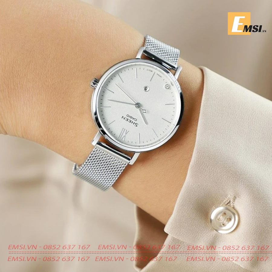 CASIO SHE-4540M-7AUDF (4539M) – NỮ – KÍNH SAPPHIRE – QUARTZ (PIN) – DÂY KIM LOẠI – MẶT SỐ 28mm