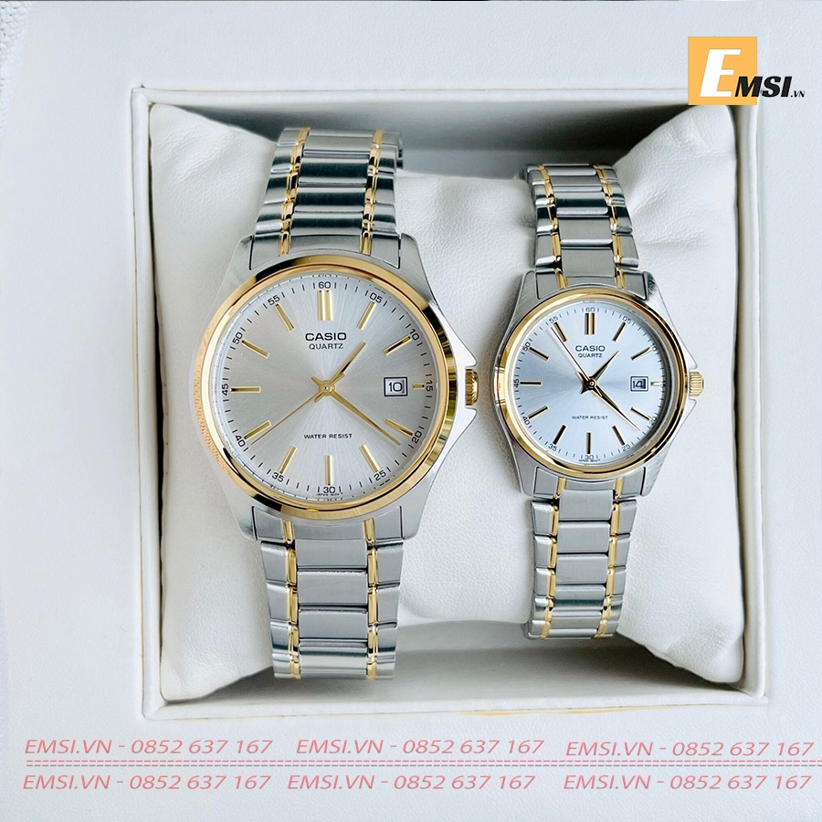 Đồng Hồ Casio Cặp Đôi MTP-1183G-7ADF & LTP-1183G-7ADF Dây Đeo Kim Loại Mạ Vàng - Chống Nước - Emsi.vn