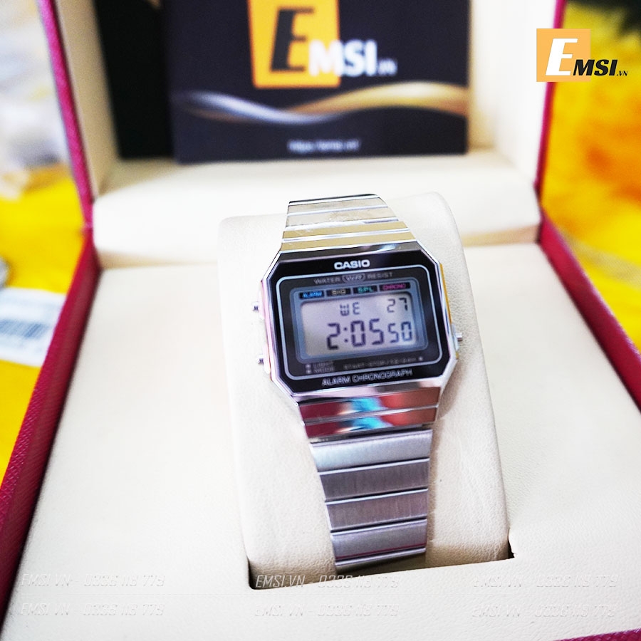 Đồng hồ nam nữ Vintage Casio A700MWG-9A - Kích thước vỏ : 37,4×35,5×6mm