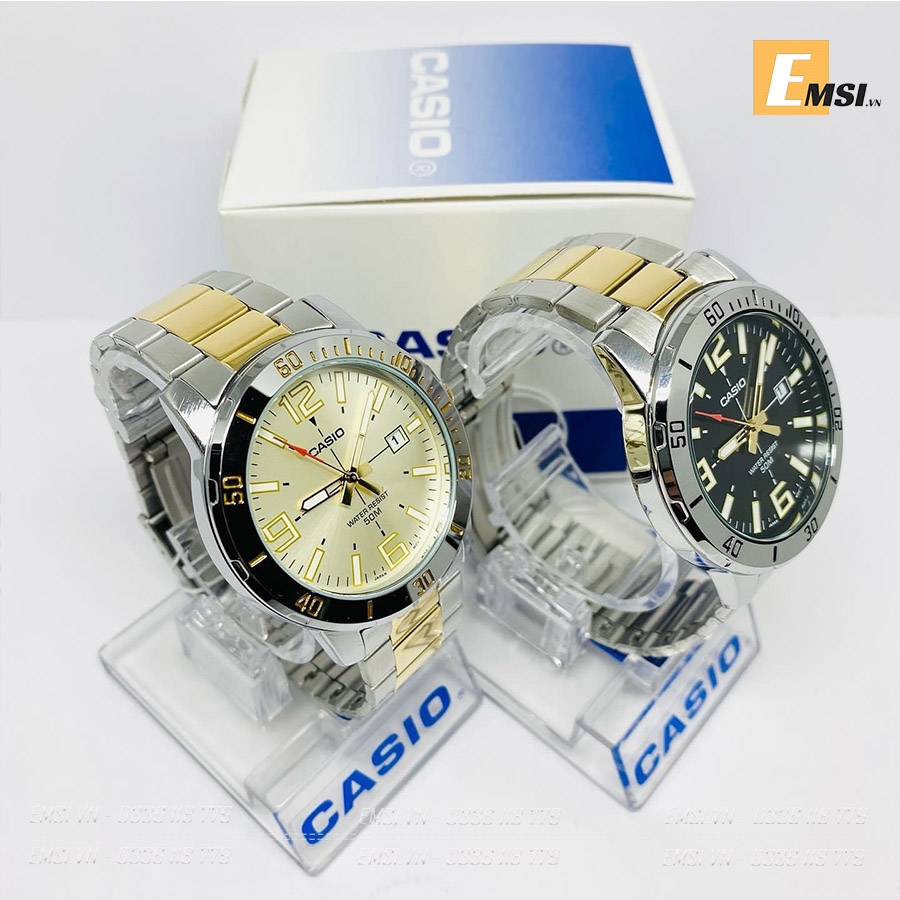 Đồng Hồ Nam Casio MTP-VD01SG-1BVUDF Dây Kim Loại Mạ Vàng - Nền Mặt Màu Đen