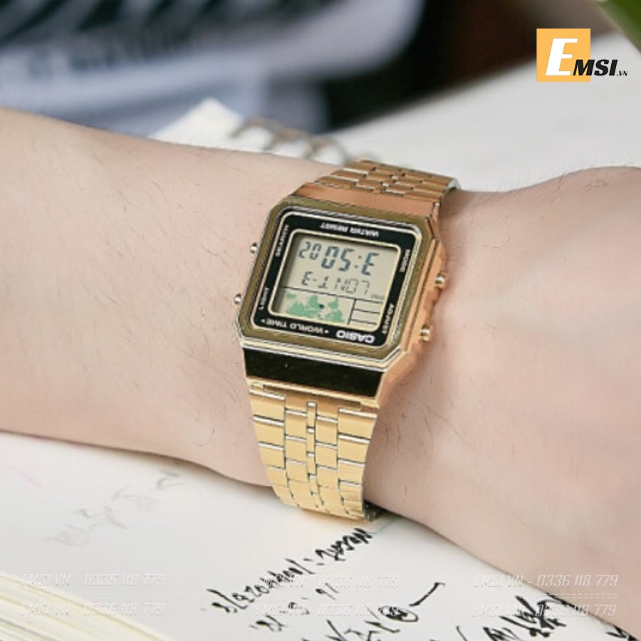 Casio A500WGA-9D - Đồng Hồ Nam - Điện Tử - Dây Kim Loại - Chống Nước 10ATM - Bảo hành 5 năm