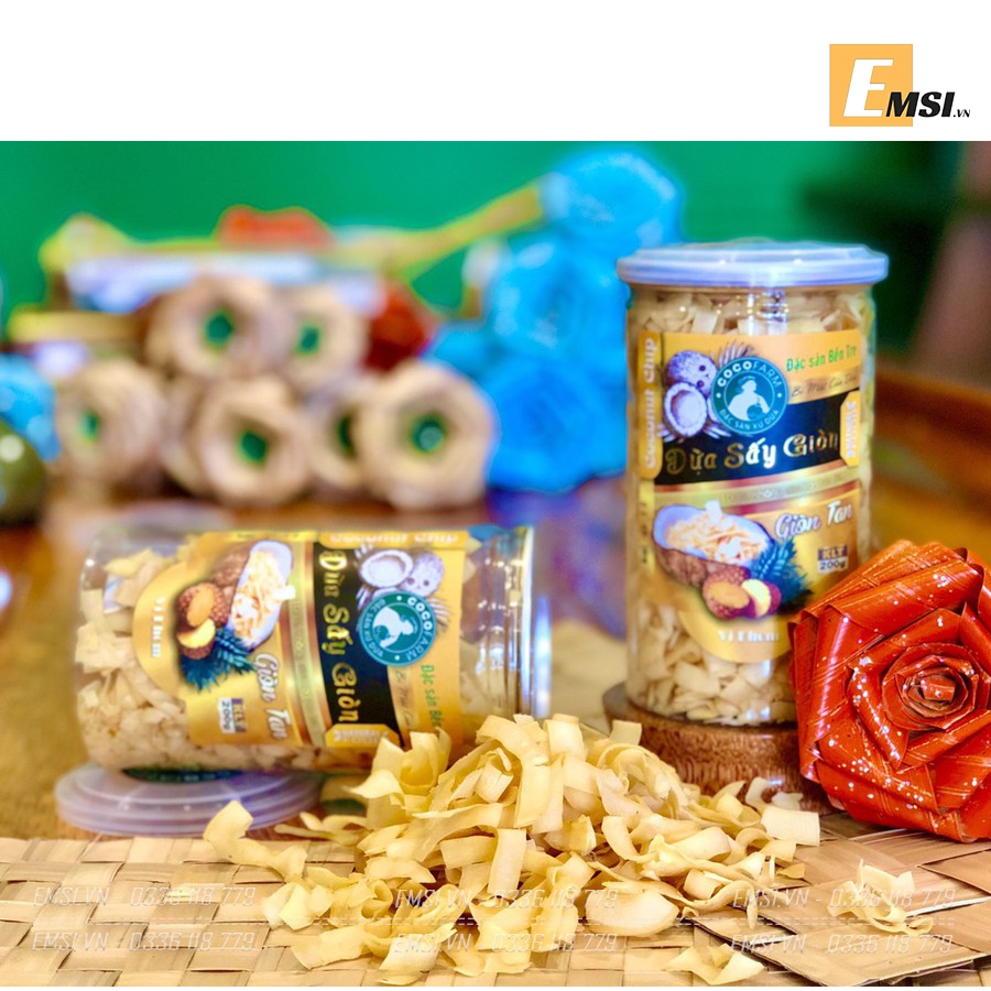 Đặc sản: Dừa sấy giòn đủ vị hủ 200gr
