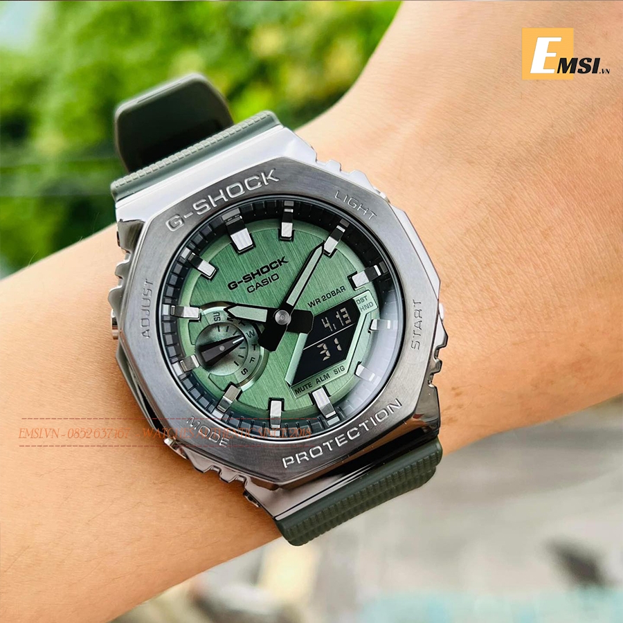 GM-2100B-3A | Đồng Hồ Casio | G-Shock | Nam | Dây Nhựa | Vỏ Thép | WR20BAR - Emsi.vn