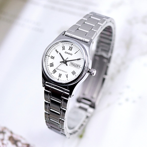 Đồng hồ đôi nam nữ dây kim loại CASIO MTP/LTP V006D-7B