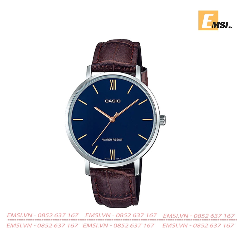 Đồng Hồ Casio Nữ LTP-VT01L-2BUDF Dây Da - Nền Mặt Màu Xanh - Chống Nước - Emsi.vn