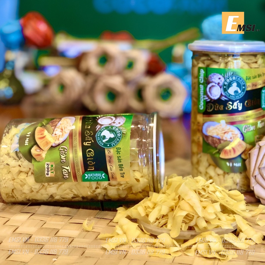 Đặc sản: Dừa sấy giòn đủ vị hủ 200gr