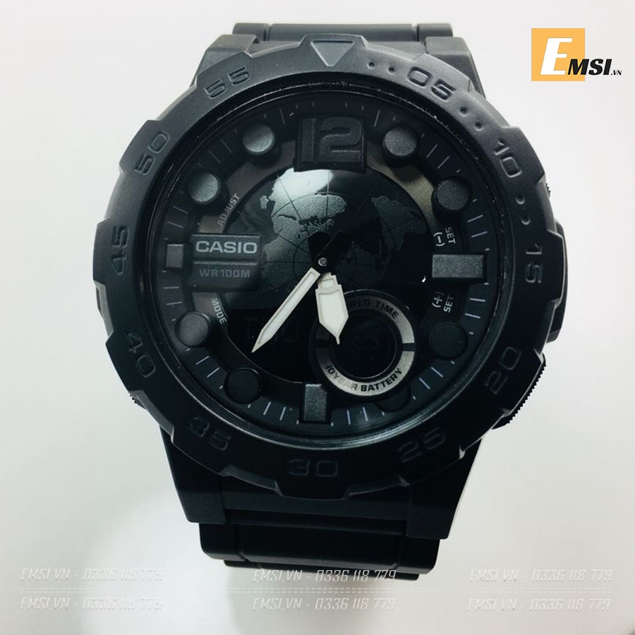 Casio AEQ-100W-1B - Đồng Hồ Nam - Điện Tử - Kính Nhựa - Size Mặt 47.5mm - Bảo Hành 5 Năm - Chính Hãng - Emsi.vn