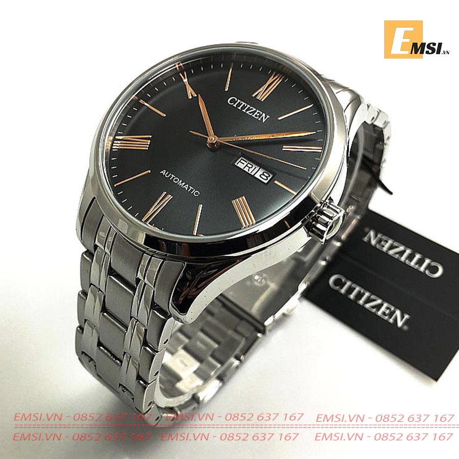 Đồng Hồ Nam Citizen Dây Thép Không Gỉ NH8360-80J - Mặt Đen - Cơ tự động (Automatic) - Emsi.vn