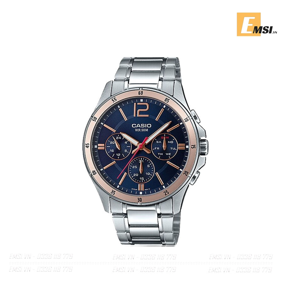 Đồng Hồ Nam Casio MTP-1374D-2A2 Dây Kim Loại