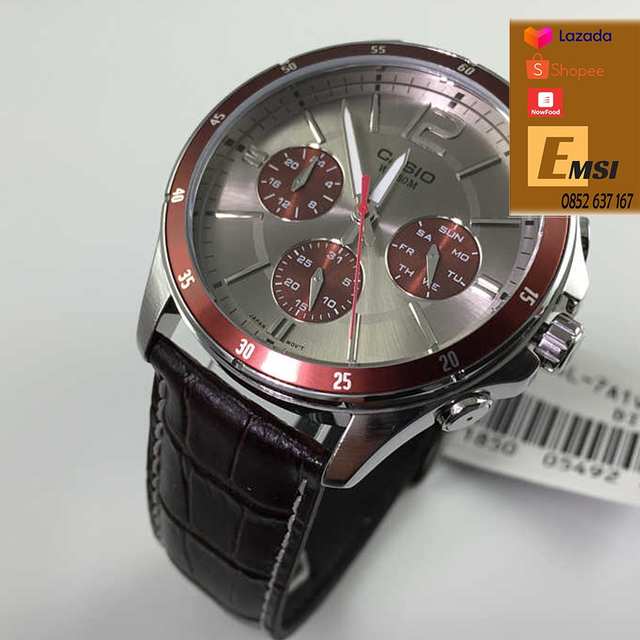 Đồng Hồ Nam Dây Da Casio MTP-1374L-7A1VDF (43mm) - Nâu Đen - Emsi.vn