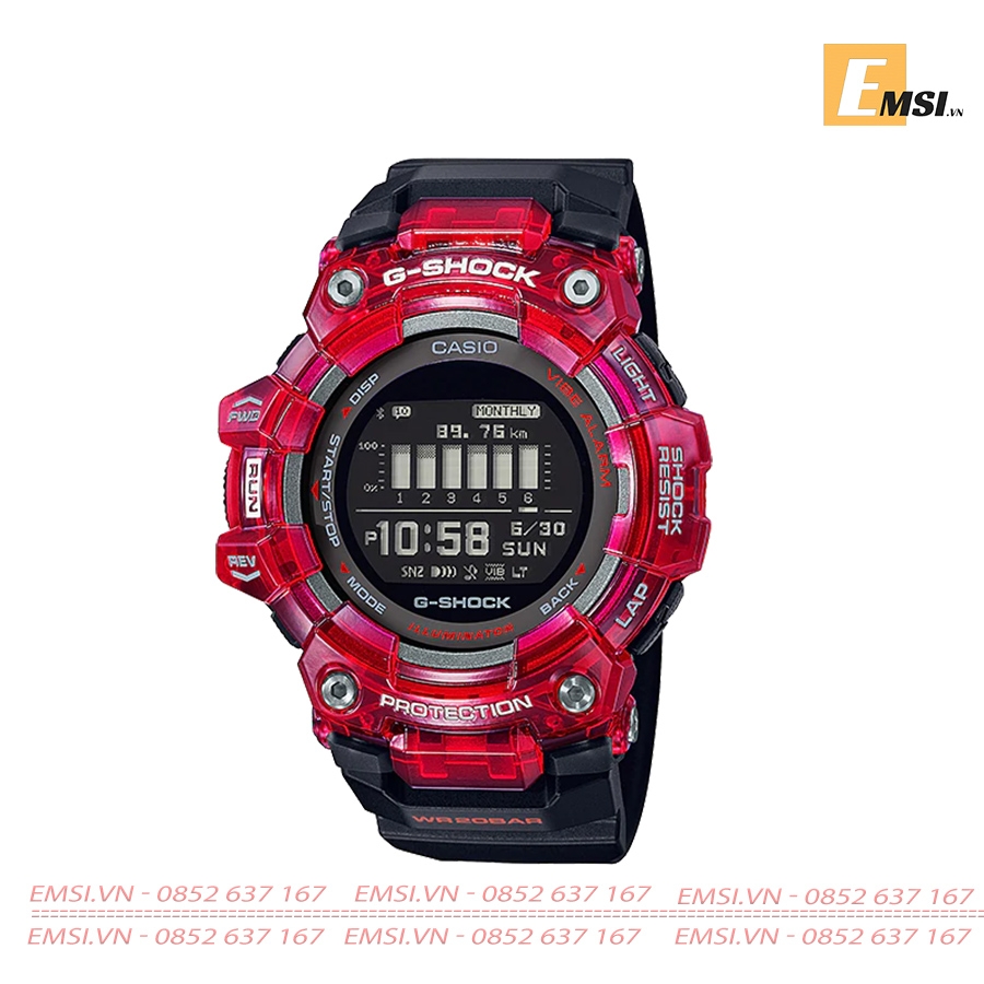 GBD-100SM-4A1 | Đồng Hồ Casio | G Shock | G-SQUAD | Dây Nhựa | Kết Nối Điện Thoại | Chức Năng Đếm Bước | WR20BAR - Emsi.vn