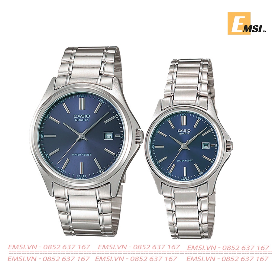 Đồng Hồ Casio Cặp Đôi MTP-1183A-2A & LTP-1183A-2A Dây Kim Loại - Nền Mặt Màu Xanh - Chống Nước - Emsi.vn