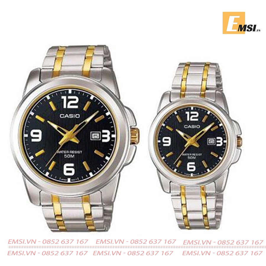 Đồng Hồ Casio Cặp Đôi MTP-1314SG-1AVDF & LTP-1314SG-1AVDF Dây Kim Loại Mạ Vàng - Chống Nước WR50M -Emsi.vn