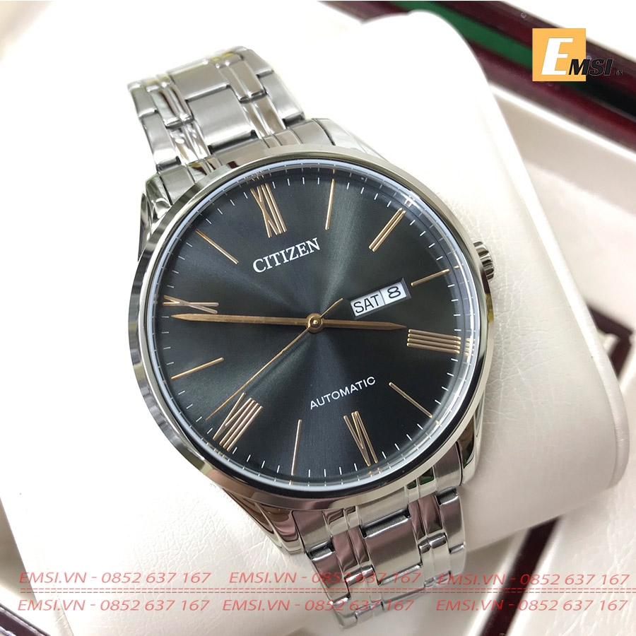 Đồng Hồ Nam Citizen Dây Thép Không Gỉ NH8360-80J - Mặt Đen - Cơ tự động (Automatic) - Emsi.vn
