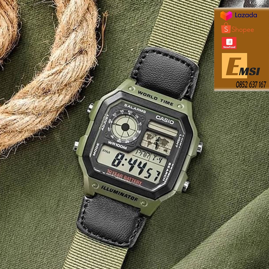 CASIO WORLDTIME AE-1200WHB-3B | PIN 10 NĂM | AE-1200WHB-3BVDF