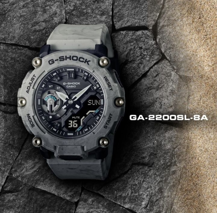 GA-2200SL-8A | Đồng Hồ Casio | G-Shock | Nam | Dây Nhựa | Cấu Trúc Carbon | Chống Nước Wr20Bar