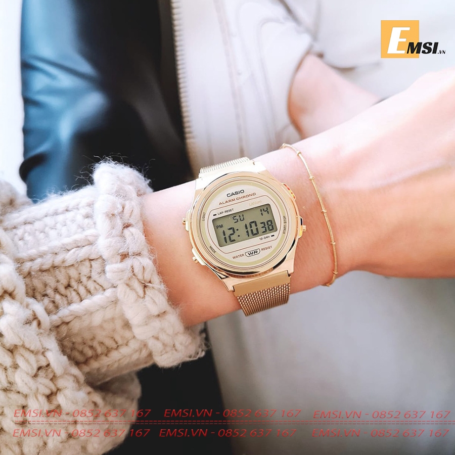 A171WEMG-9A | Đồng Hồ Casio | Điện Tử Cổ Điển | Dây Kim Loại Mạ Vàng | Chống Nước | Pin 7 Năm - Emsi.vn