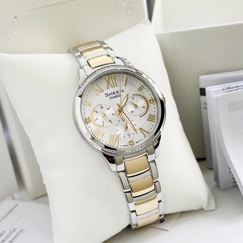 Casio Sheen SHE-3058SG-7A - Kính khoáng - Pin / Quartz - Size mặt 36mm - Đồng hồ nữ - Bảo Hành 5 Năm - Chính Hãng