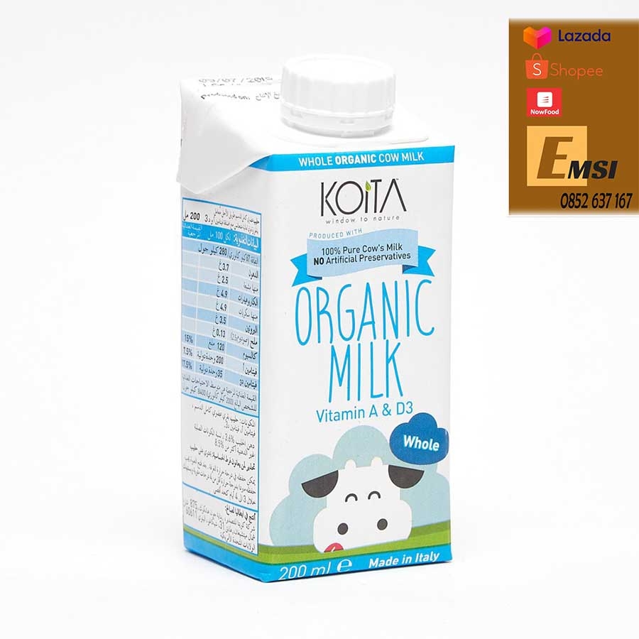 Sữa tươi hữu cơ Koita nguyên kem 200ml (sữa bò)