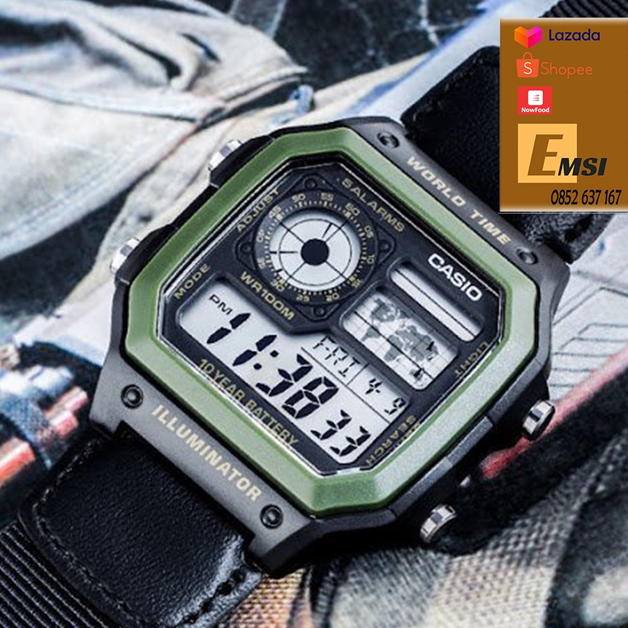 CASIO WORLDTIME AE-1200WHB-3B | PIN 10 NĂM | AE-1200WHB-3BVDF