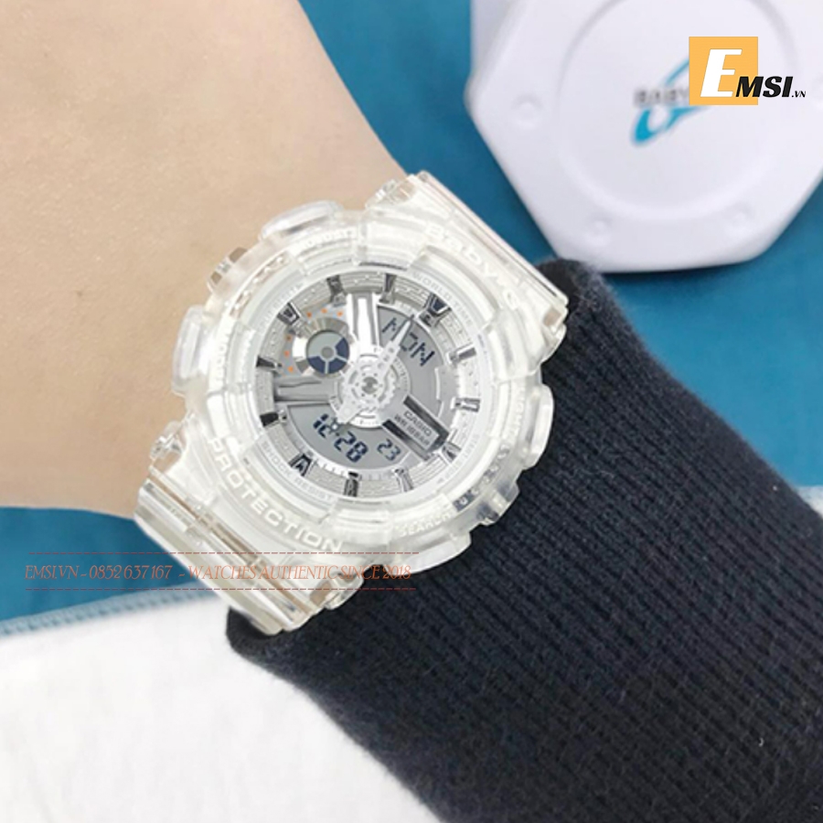 BA-110CR-7ADR | Đồng Hồ Casio | Baby-G | Nữ | Dây Nhựa Màu Trắng | Chống Nước 100m - Emsi.vn