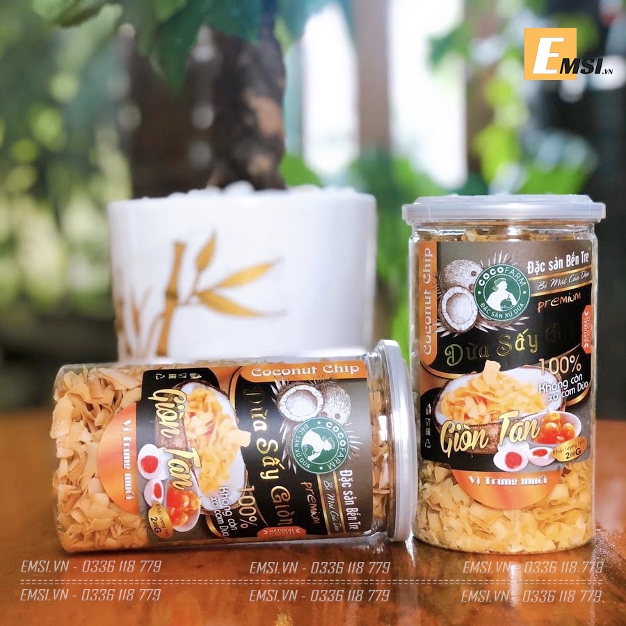Đặc sản: Dừa sấy giòn đủ vị hủ 200gr