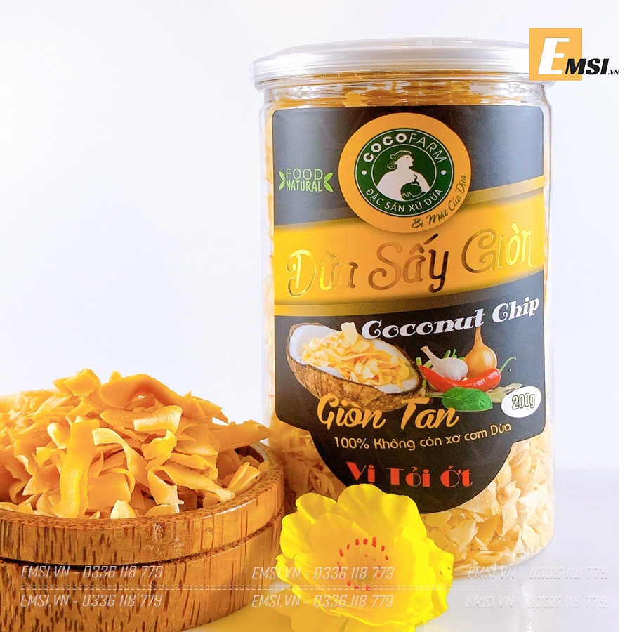 Đặc sản: Dừa sấy giòn đủ vị hủ 200gr