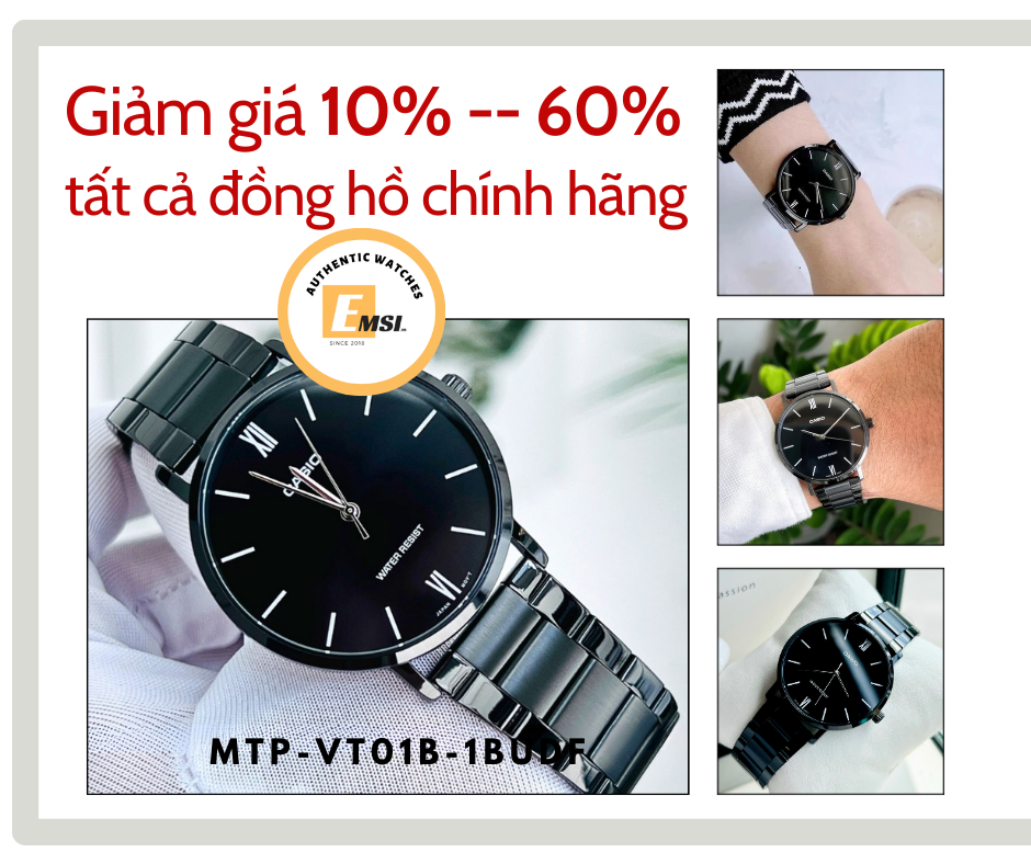 Casio MTP-VT01B-1BUDF - Đồng Hồ Nam - Pin / Quartz - Kính Khoáng - Size Mặt 40mm - Bảo Hành 5 Năm - Chính Hãng
